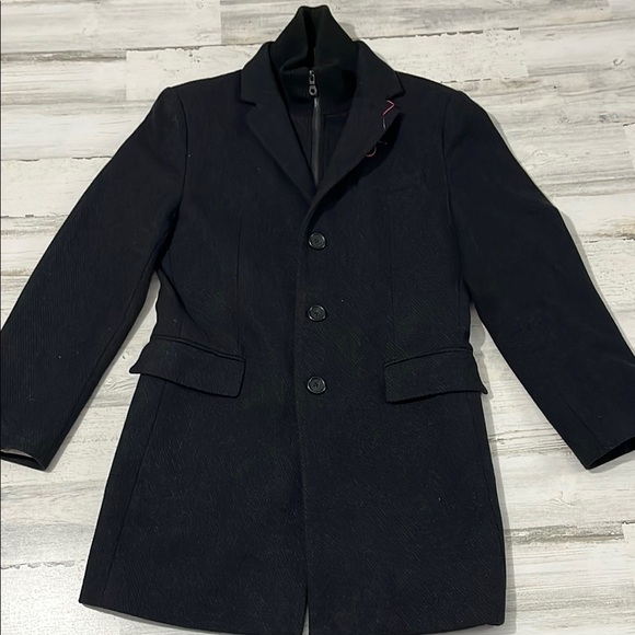 Egara black wool pea coat size small.New without tags